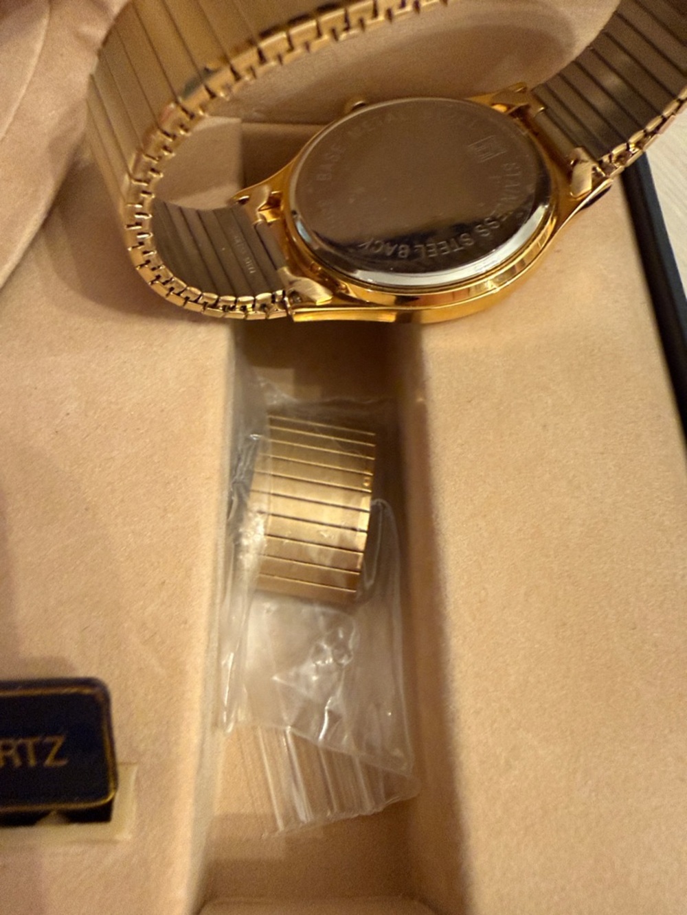 Jules Jorgensen Mens Gold America Black Quartz Watch Stainless Steel Vintage New - Picture 6 of 9